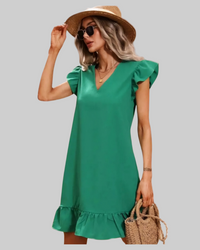 Green Ruffle Mini Dress