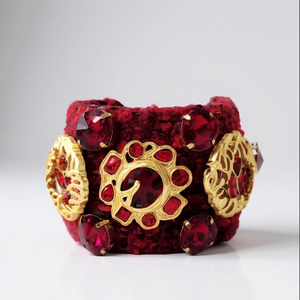 Red Jeweled Cuff Bracelet