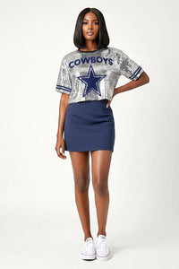 Dallas Cowboys Womens Silver Sequin Shirt