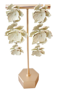 Cream Floral Drop Earrings