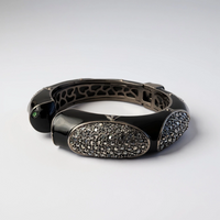 Black Enamel Crystal Pave Cuff Bracelet