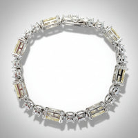 Sterling Silver Yellow and White Diamond Tennis Bracelet