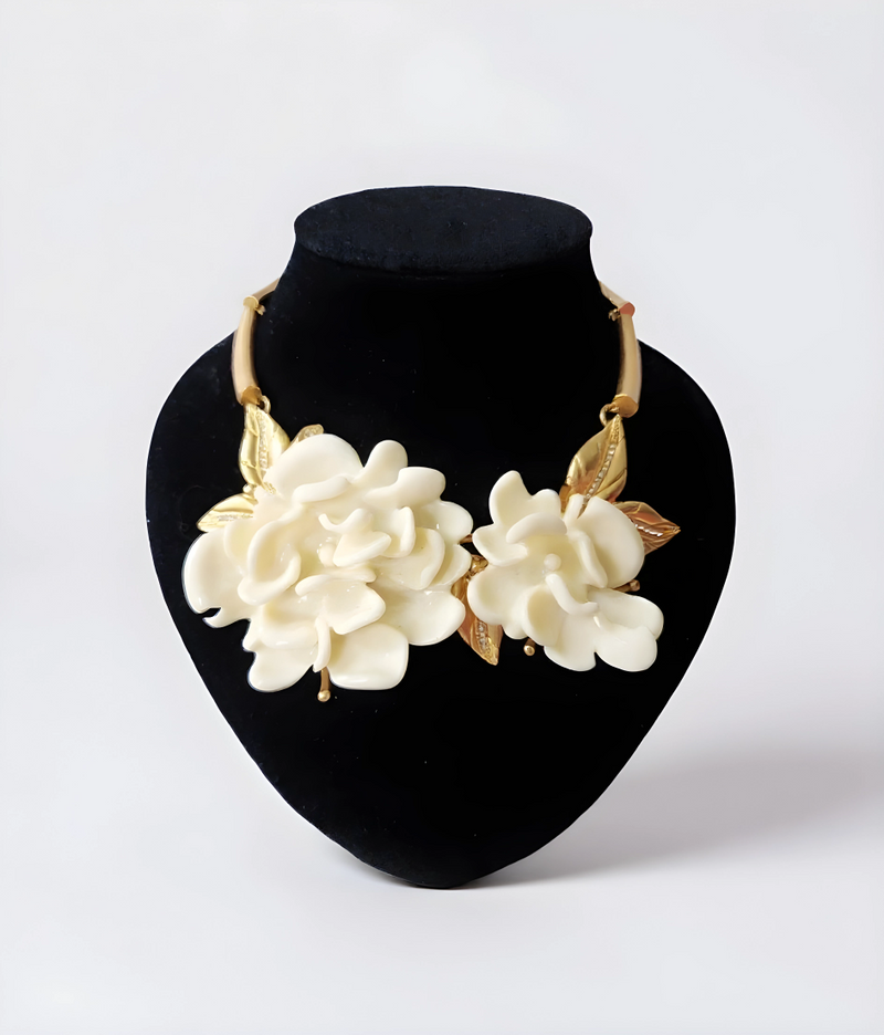 Gold and Ivory Floral Necklace