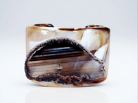 Brown Agate Slice Cuff Bracelet