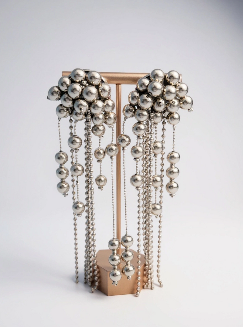 Silver Ball Dangle Earrings