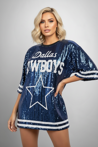 Dallas Cowboys Blue Sequin Oversized Shirt