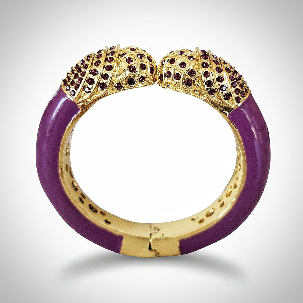 Purple and Gold Pave Cuff Bracelet