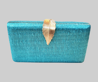 Teal Blue Leaf Clutch