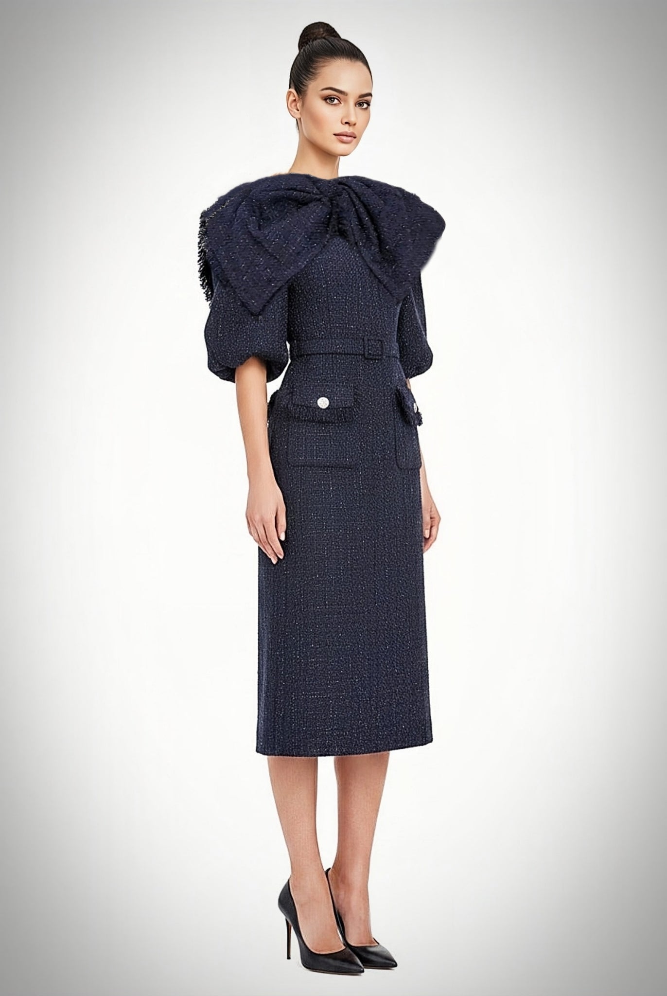 Navy Tweed Dress