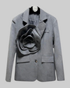 Gray Large 3D Flower Blazer