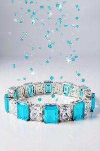 Sterling Silver Paraiba Tourmaline Diamond Tennis Bracelet