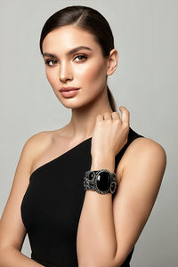 Black Stone Cuff Bracelet