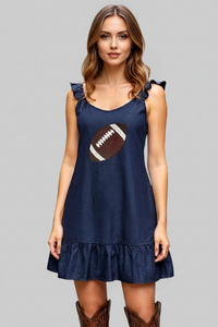 Navy Denim Sleeveless Football Dress