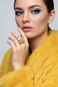 Sterling Silver Citrine Flower Ring