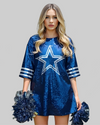 Dallas Cowboys Blue Sequin Oversized Shirt Dress