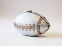 Silver Crystal Football Clutch Purse