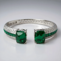 Sterling Silver Emerald Cuff Bracelet