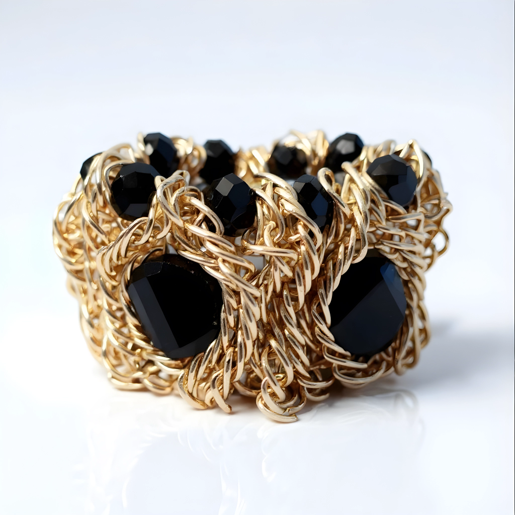 Black and Gold Stretch Bracelet