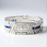 Sterling Silver Sapphire Art Deco Bracelet