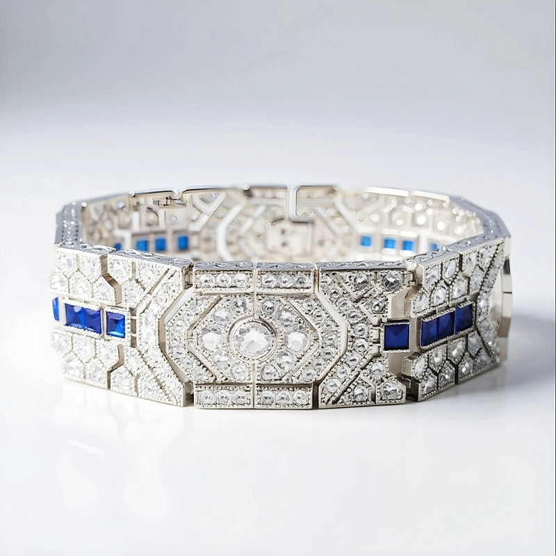 Sterling Silver Sapphire Art Deco Bracelet