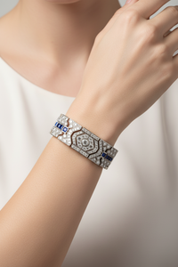 Sterling Silver Sapphire Art Deco Bracelet