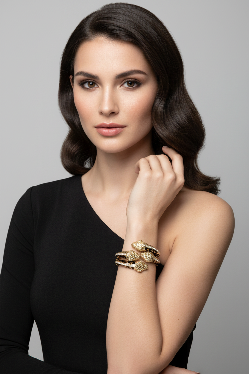 Black and Gold Snake Cuffs