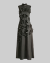 Black 3D Flower Sleeveless Maxi Dress