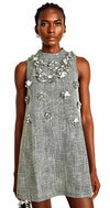 Gray Sleeveless 3D Flower Dress