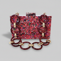 Red Confetti Resin Clutch
