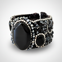 Black Stone Cuff Bracelet