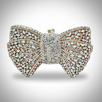 Iridescent Gold Crystal Bow Clutch