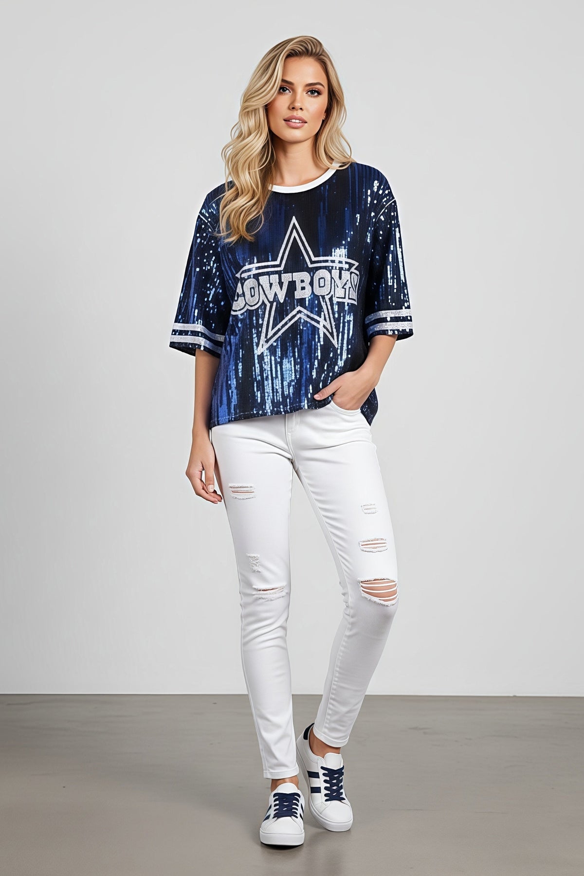 Dallas Cowboys Blue Sequin Shirt