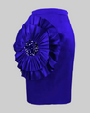 Royal Blue 3D Flower Pencil Skirt
