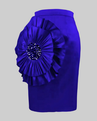 Royal Blue 3D Flower Pencil Skirt