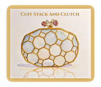 Gold and White Mother of Pearl Honeycomb Clutch