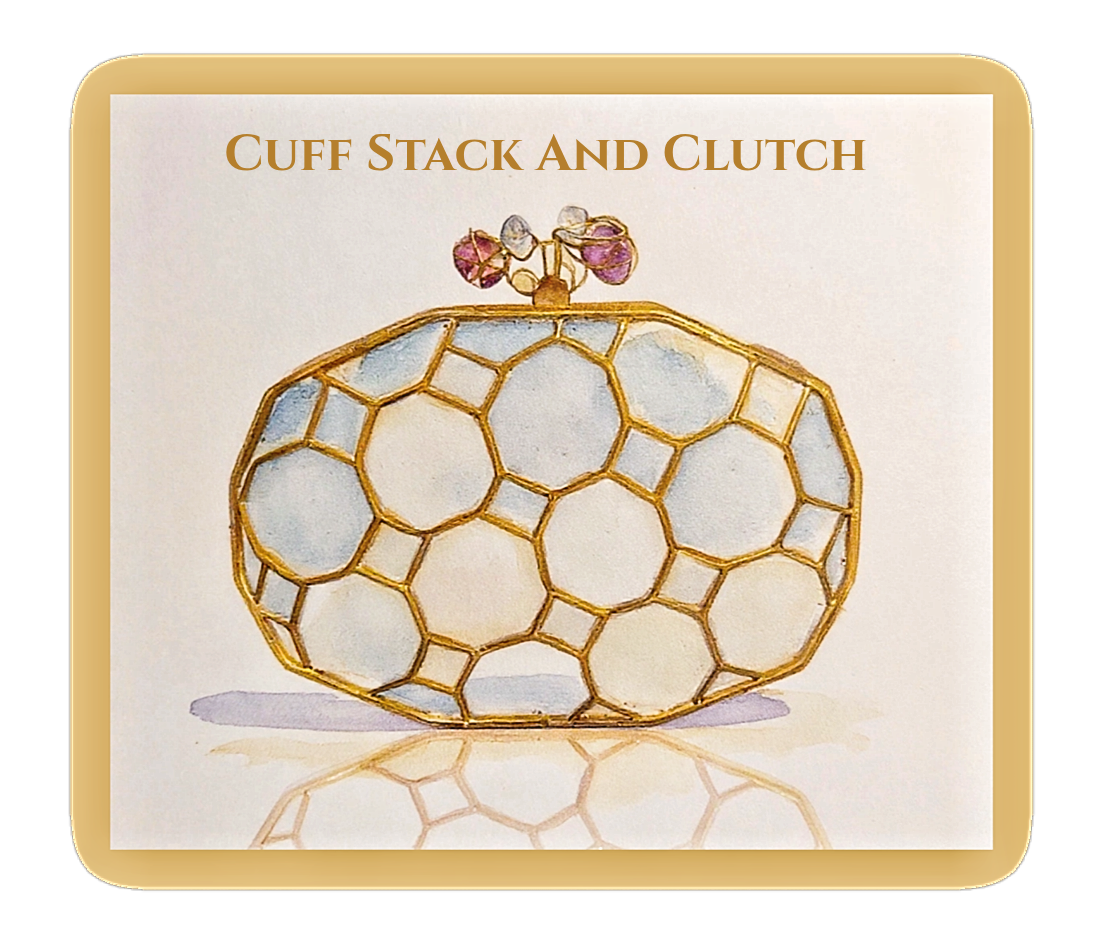 Gold and White Mother of Pearl Honeycomb Clutch