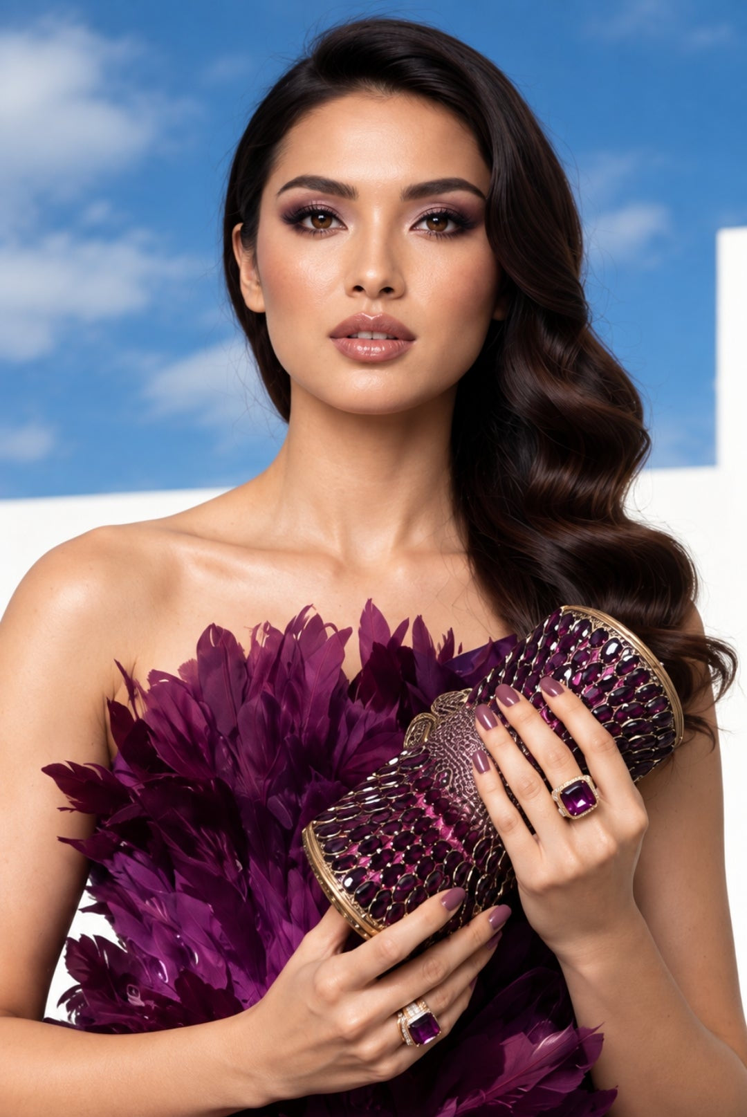 Deep Purple Crystal Clutch