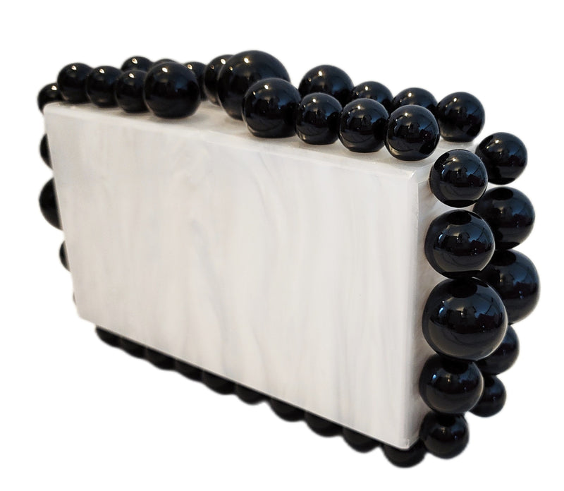 Black and White Bubble Trim Clutch