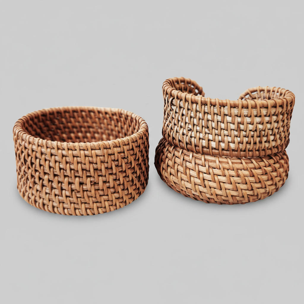 Brown Rattan Bracelet Set