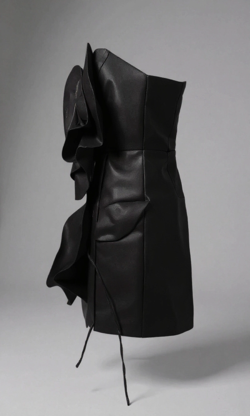 Black 3D Flower Mini Dress