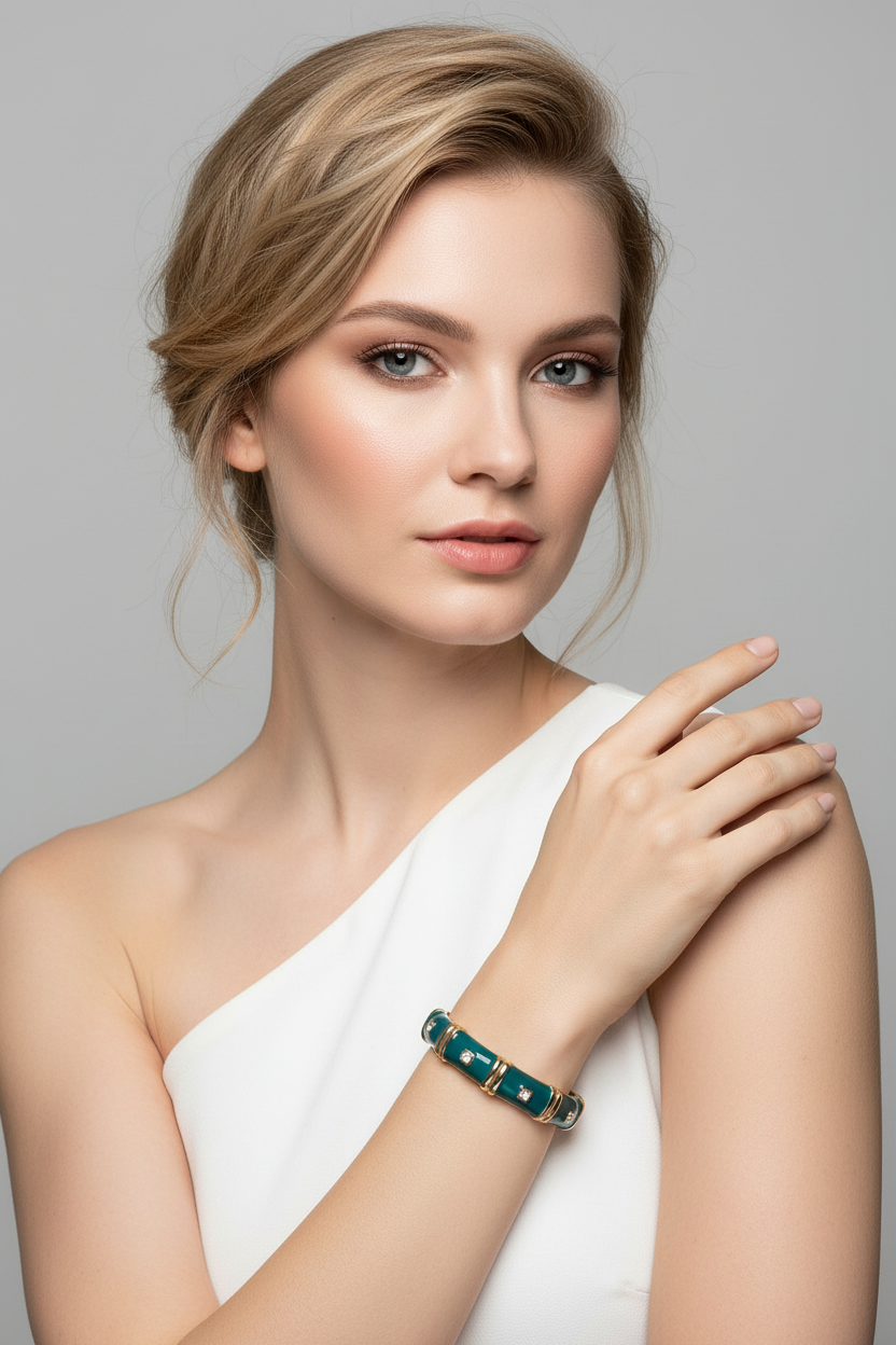 Dark Teal and Gold Bracelet