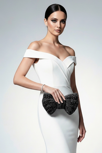 Black Crystal Bow Clutch