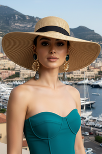 Teal Gold Dangle Earrings