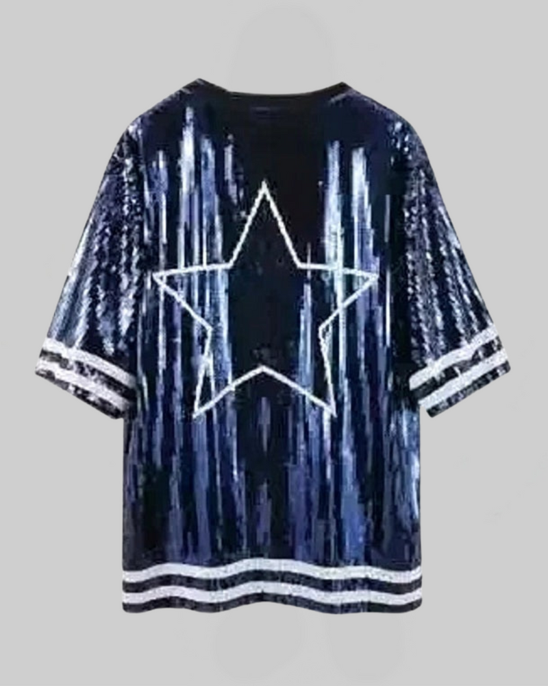 Blue Sequin Dallas Cowboys Shirt