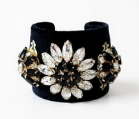 Black Velvet Jeweled Cuff Bracelet