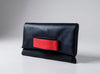 Black and Red Leather Hand Strap Clutch