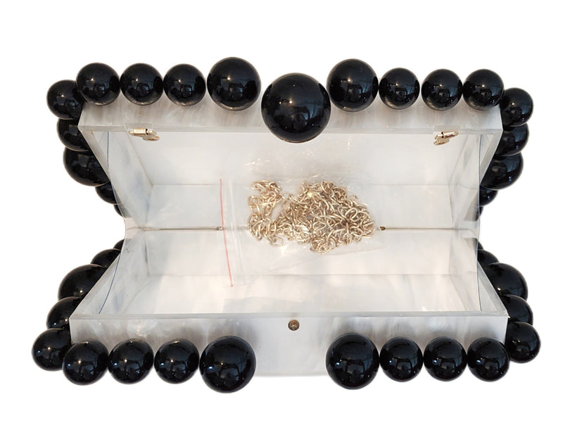 Black and White Bubble Trim Clutch