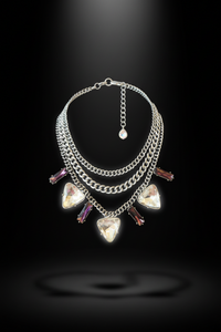 Silver and Purple Crystal Chain Necklace
