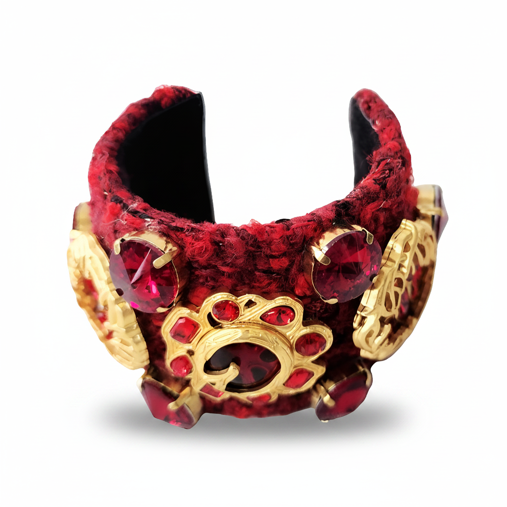 Red Jeweled Cuff Bracelet