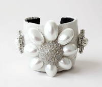 White Pearl Jeweled Cuff Bracelet